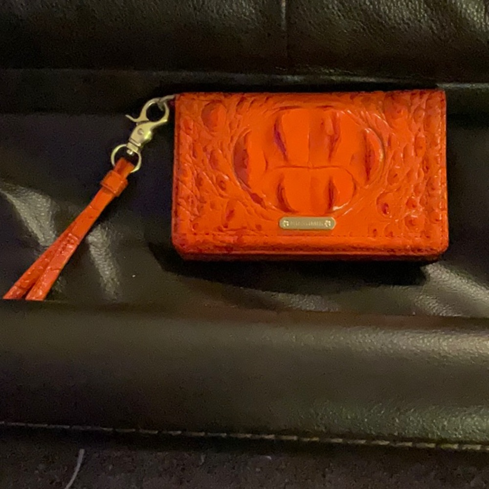 Brahmin Red-Orange Embossed Wallet/Wristlet.